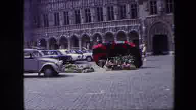 Brussels Belgium (1967): Vehicle Passes By Elaborate Building With Display In