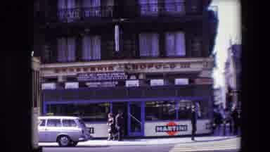 Calais France (1967): Sunny Day With People Exiting Sports Bar In The Big City.
