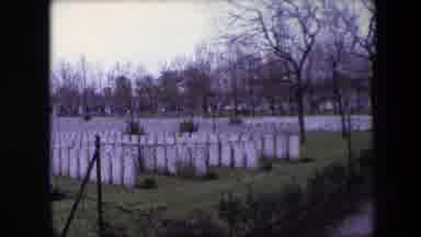CALAIS FRANCE-1967: Military Cemetery With White Headstones And Chain-Link Fence