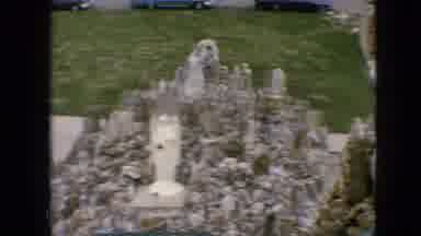 Iowa USA (1967): Stone Figure Above Dark Passageway Near Sidewalk Stairs Residence