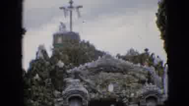 Iowa USA (1967): Group Of People Walking Outside Of Old Stone Building With A