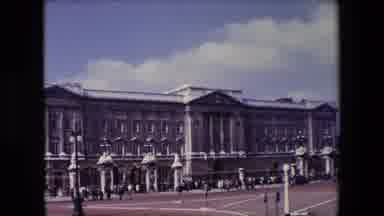 London England (1967): Large Government Building With People Entering And Walking
