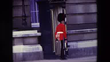 London England (1967): Palace Guard Marching In Front Of Building
