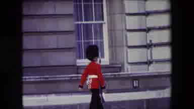 London England (1967): The Queen's Guard Marching Forward And Turning Around