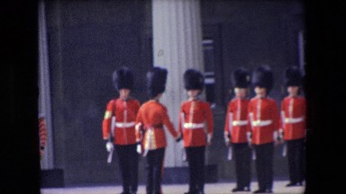 LONDON ENGLAND-1967: UK Military Formation of Queen's Guard Marching