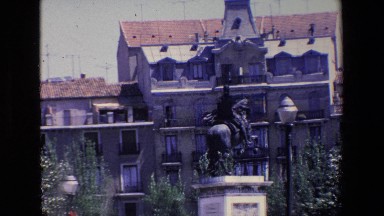 Madrid Spain (1967): Paris Square Outdoor View Of Statue And Buildings