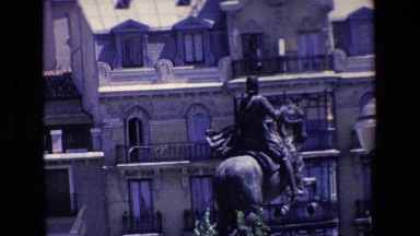 Madrid Spain (1967): Statue Standing Still Showing History Near Historical Site