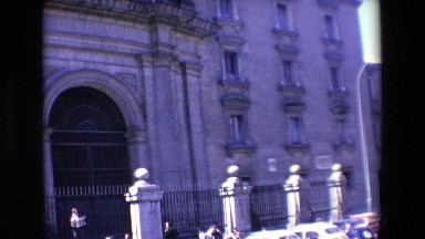 Madrid Spain (1967): Front Of Building With People And Fence