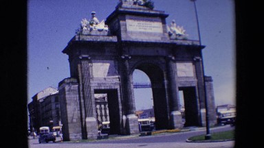 Madrid Spain (1967): Traffic Going By The Arc De Triomphe