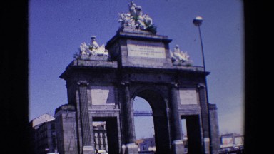 Madrid Spain (1967): Elaborately Built Entrance With Traffic In The Background