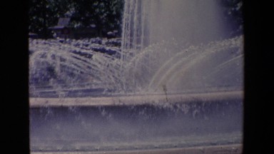 Madrid Spain (1967): Fountain On Road Spraying Far Enough To Wet Cars