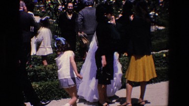 Madrid Spain (1967): Girl Looks At Flowers On Her Communion Day