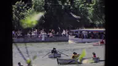 Madrid Spain (1967): Boat Going Down River With Rowboats In Foreground