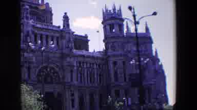 Madrid Spain (1967): Old Cathedral Landmark Building Flying Flag