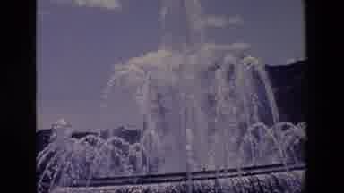 Madrid Spain (1967): Water Fountain Park Evening Dusk Beautiful Moving Cars