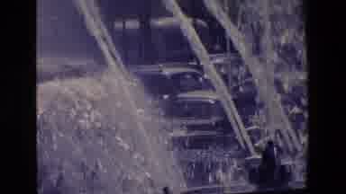 Madrid Spain (1967): Heavy Traffic As Seen Through A Large Water Fountain