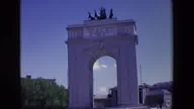 Madrid Spain (1967): Statues Of Soldiers Standing Atop An Arch