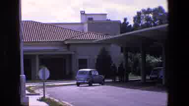 Palermo Italy (1967): Small Blue Car Outside White Stone Building With Soldiers