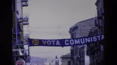 Palermo Italy (1967): Vote Communist Banner And Laundry Hanging Over Street And