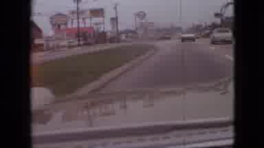 Branson Missouri USA (1968): Driving Down The Road Past Fast Food Passing A Car