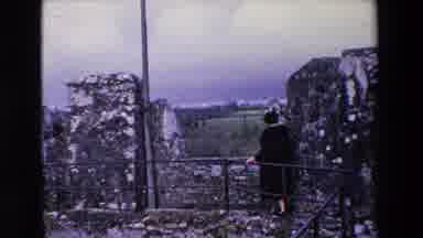 Ireland (1969): Woman Walking Around Top Of A Castle