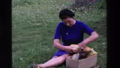 Loudes France (1969): Picnic In Nature, With A Lady In Blue Who Cut The Bread