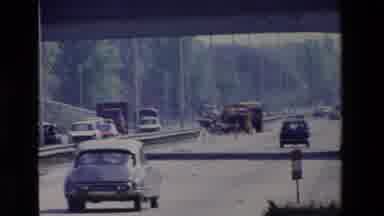 Paris France (1969): Driving Down A Highway Under Construction