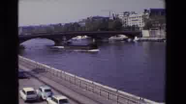 Paris France (1969): Large Boat Slowly Moves Under Bridge