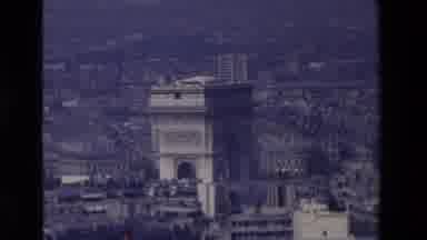 PARIS FRANCE-1969: Aerial View of Arc de Triomphe at Dusk