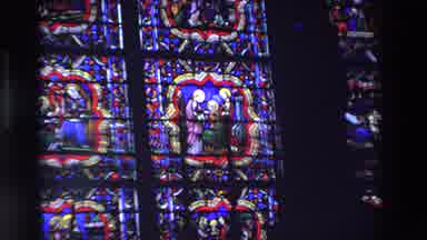 Paris France (1969): Stained Glass Window In Dark Church