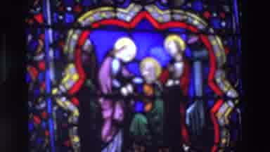 Paris France (1969): Stained Glass Window And View Of Notre Dam