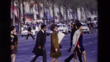 Paris France (1969): Busy Street Corner Has Business Men And Women Constantly