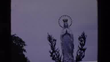 PARIS FRANCE-1969: Virgin Mary Statue With Praying Hands and Halo