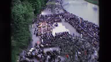 Paris France (1969): 1980s Crowd Gathers On The Riverbank