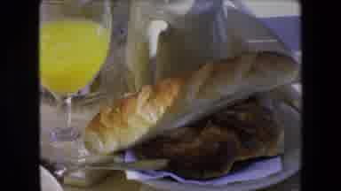Algeria-1971: Baguette And Orange Juice Breakfast And Person In Pink Walking