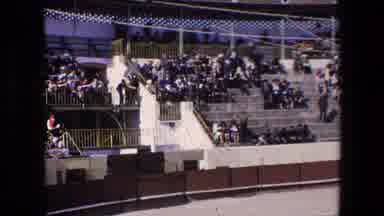 Barcelona Spain (1971): People Sitting In The Bleachers At An Outdoor Arena