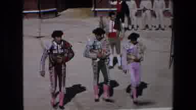 Barcelona Spain (1971): Hispanic Bull-Fighters Walking Through Bullfighting Arena