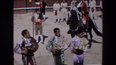 Barcelona Spain (1971): Two Matadors On Horseback, Several Matadors Standing
