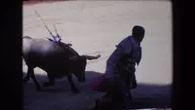 Barcelona Spain (1971): Arena, Matadors, Dirt, Animal, Danger, Running, Costume,