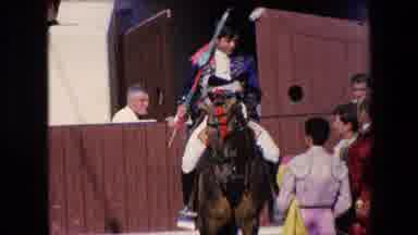 Barcelona Spain (1971): Young Man Sitting On Top Of A Horse Exiting The Stable
