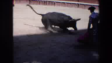 Barcelona Spain (1971): A Matador Bullfighting With Angry Bull