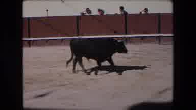 Barcelona Spain (1971): A Man On A Horse Provoking A Bull Inside The Ring