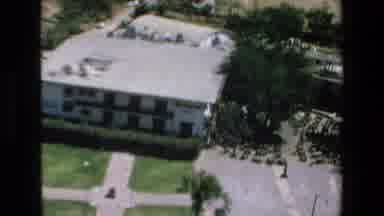 Mazatlan Mexico (1972): Rooftop Hotel Trees Pavement Sidewalks