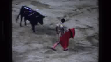 Mazatlan Mexico (1972): Bullfighting Black Bull With Red Cape