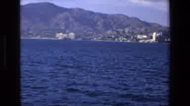 Mazatlan Mexico (1972): Boat Approaching And Large Mountainous Island Town On The