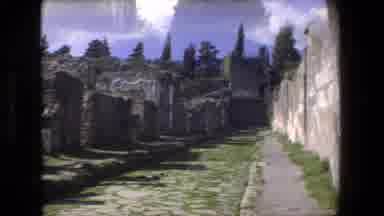 Rome Italy (1973): Building Ruins Surrounded By Trees And A Cloudy Sky