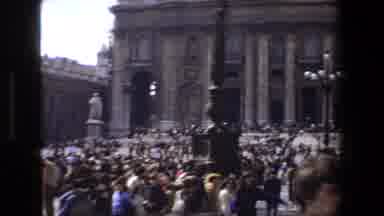 Rome Italy (1973): A Town Square With Old Buildings Loaded Filled With People