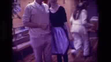 Hollywood California USA (1981): Mature Gentleman Young Lady Posing Cancan Dancers