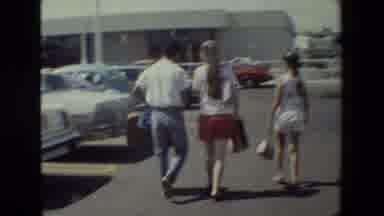 San Diego Naval Base (1981): Family Walking Through A Parking Lot To Enter Store