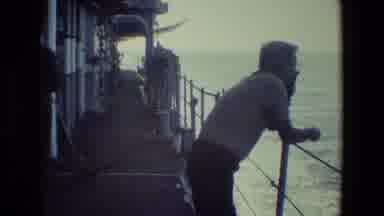 San Diego Naval Base (1981): Man On Ship Watches Military Aircraft Fly Over As